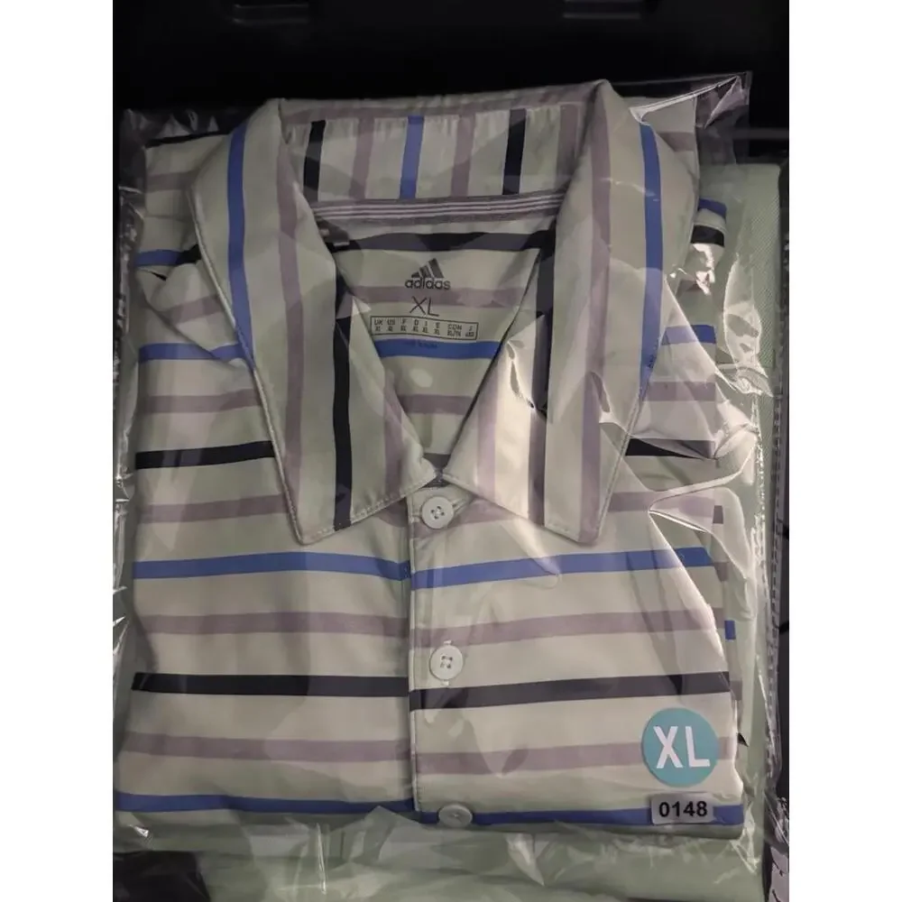 adidas Men's Golf‎ Polo Shirt Lt Green W/Blue Stripes, Size XL